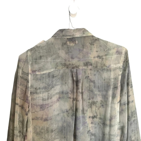 Silence + Noise Urban Outfitters Sheer Tie Dye Pastel High Low Split Hem Blouse - Picture 5 of 15